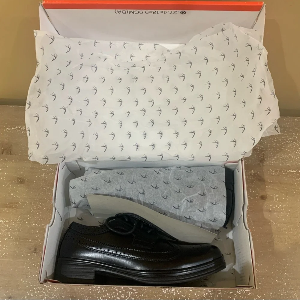 Deer Stags Boys Ace Wingtip Oxford Comfort Dress Shoes Size 1.5 Black